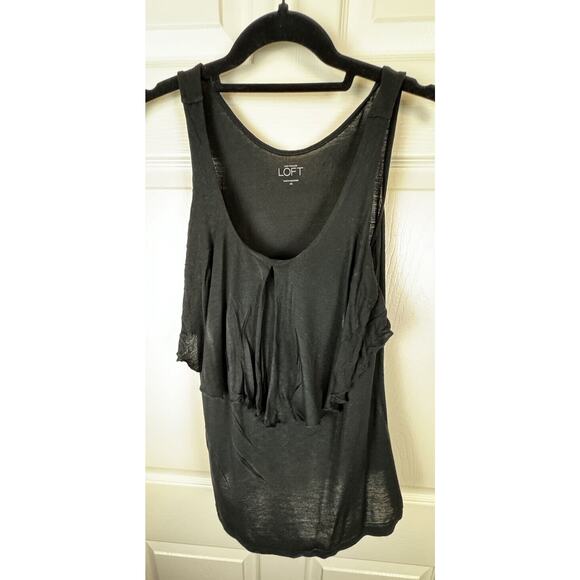 Ann Taylor LOFT Black Ruffle Tank Top coquettish XS , 49-48 - Picture 13 of 15
